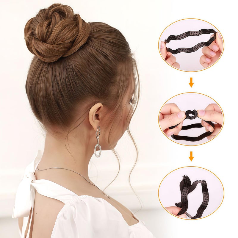 UPSTORE 6 PCS Black Hair Bun Makers - Upgraded Plastic Donut Shaper Set, Braiding Tool, Curler, and Instant Snap Buns for Women and Girls - Image 4